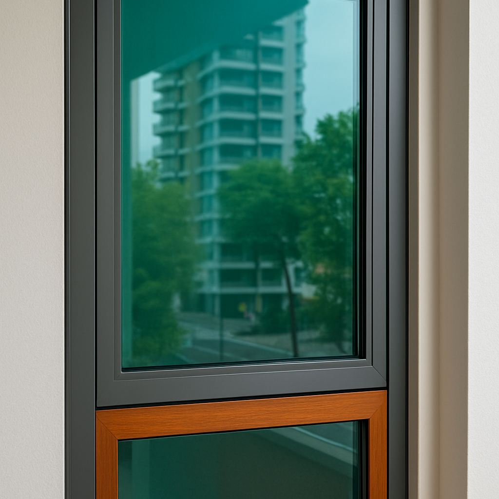پنجره آلومینیومی با شیشه‌رنگی