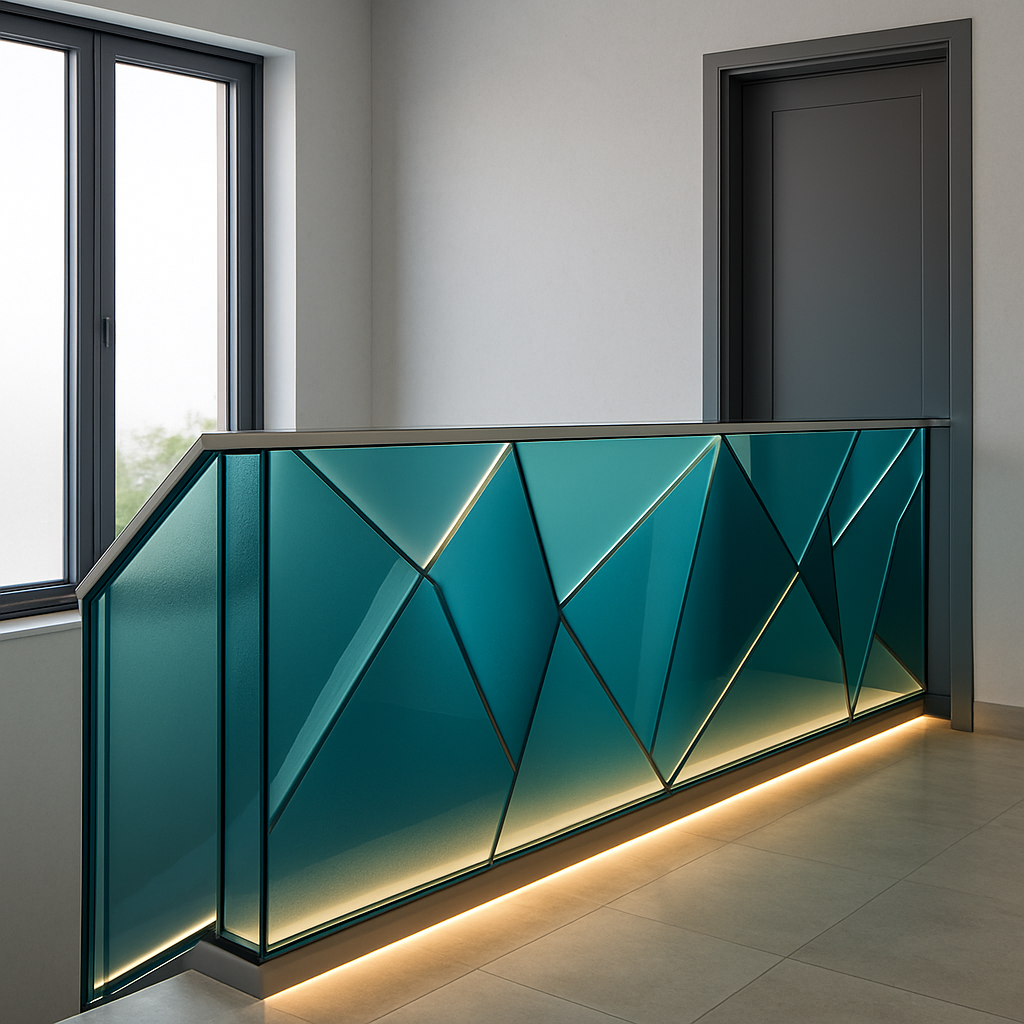 هندریل شیشه‌ای با طراحی هندسی