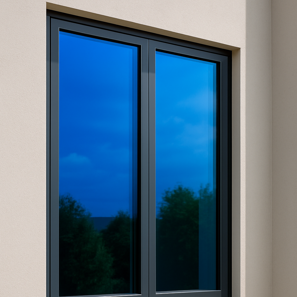 پنجره آلومینیومی با شیشه رنگی