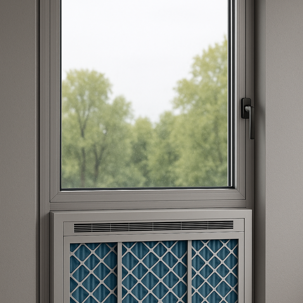 پنجره آلومینیومی با فیلتر هوای داخلی
